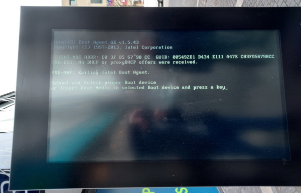 No boot device on eletronic billboard